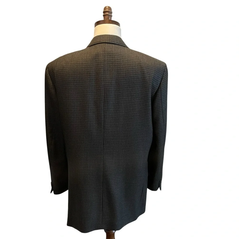 Joseph Feiss Tweed Wool Suit Blazer Jacket Brown Size 44L Check NWOT Menswear